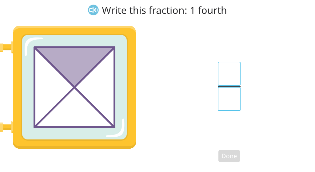 Write a unit fraction to identify the shaded part of a figure