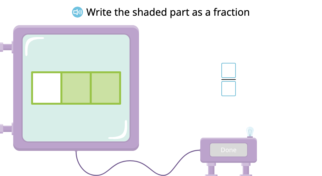 Write a fraction to identify the shaded part of a figure (Level 2)