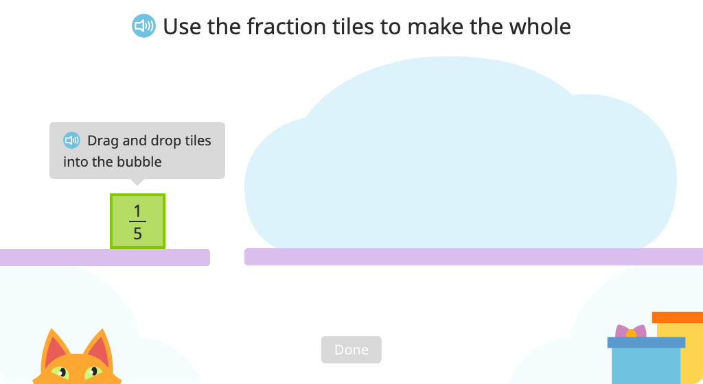 Build a whole using the correct number of unit fraction tiles