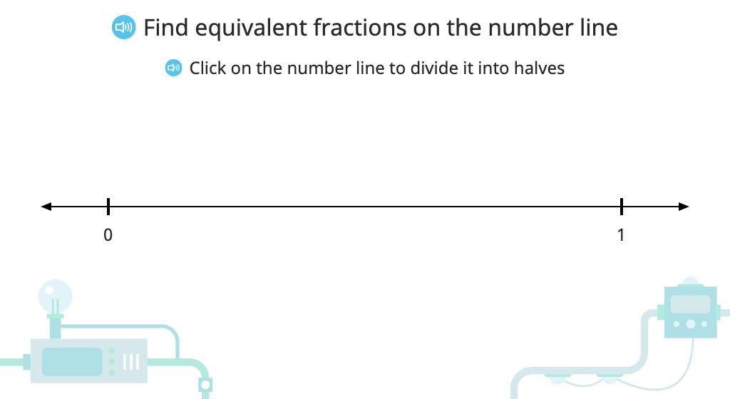 Identify equivalent fractions using the number line (less than 1)