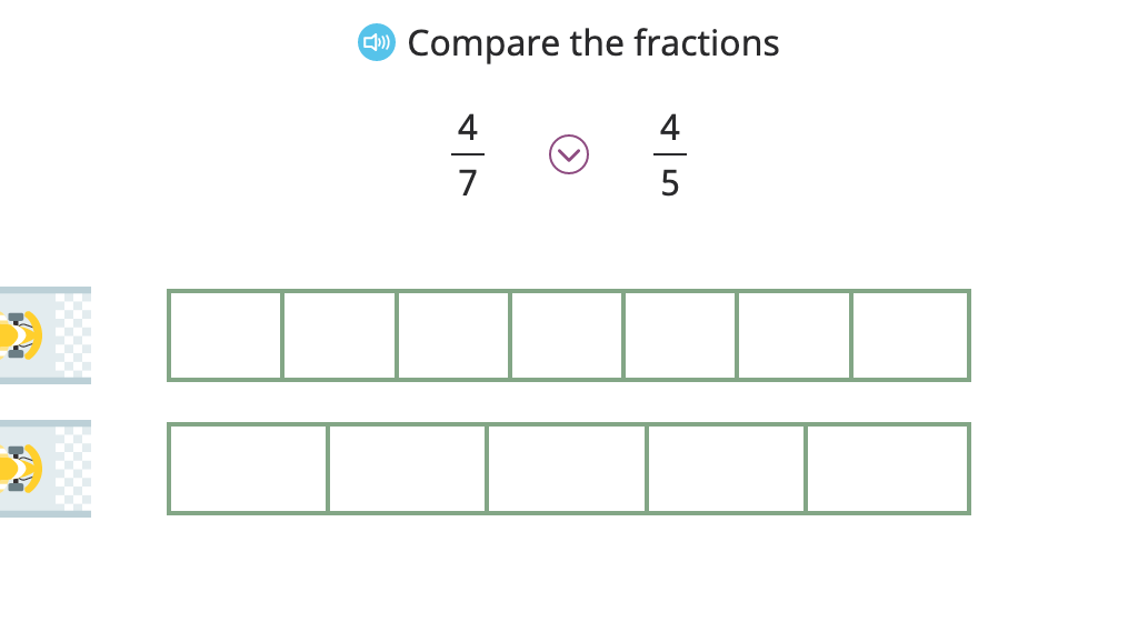 Compare fractions with the same numerator or the same denominator