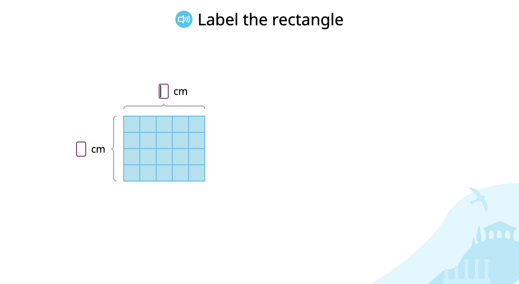 Determine the area of a rectangle by multiplying the lengths of its sides