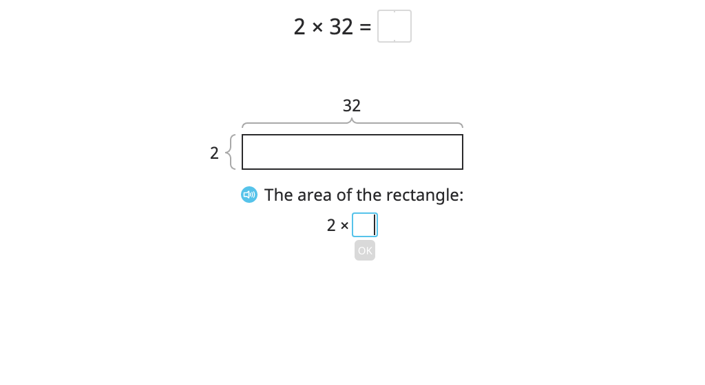 Multiply to find the area of a rectangle