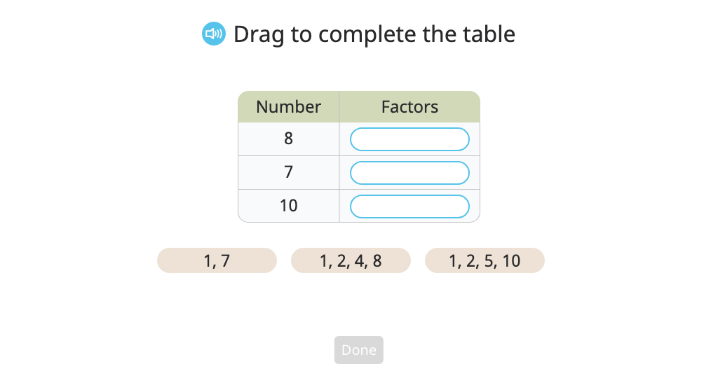 Identify factors or multiples of a list of given numbers