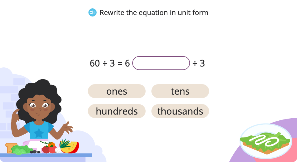 Divide using unit notation and standard notation (Level 2)