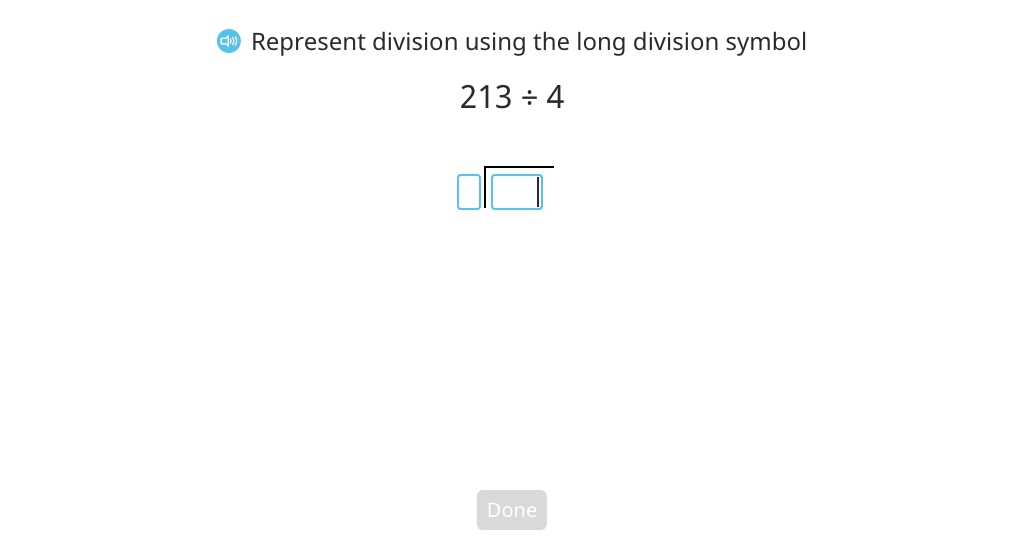 Divide using long division with partial quotients and a disk model