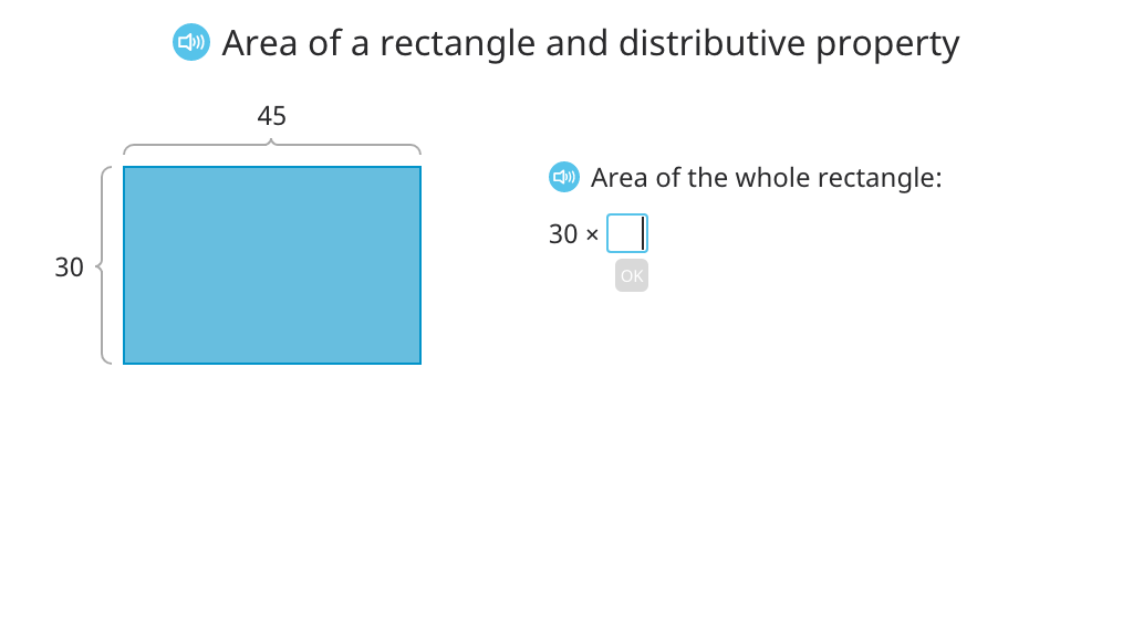 Rewrite an area model multiplication equation using the distributive property