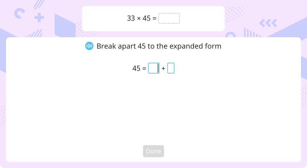 Multiply using partial products and the standard algorithm