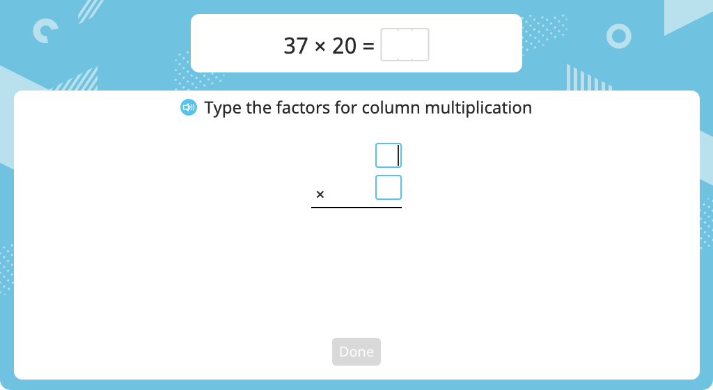 Multiply using the standard algorithm with regrouping (one round number)