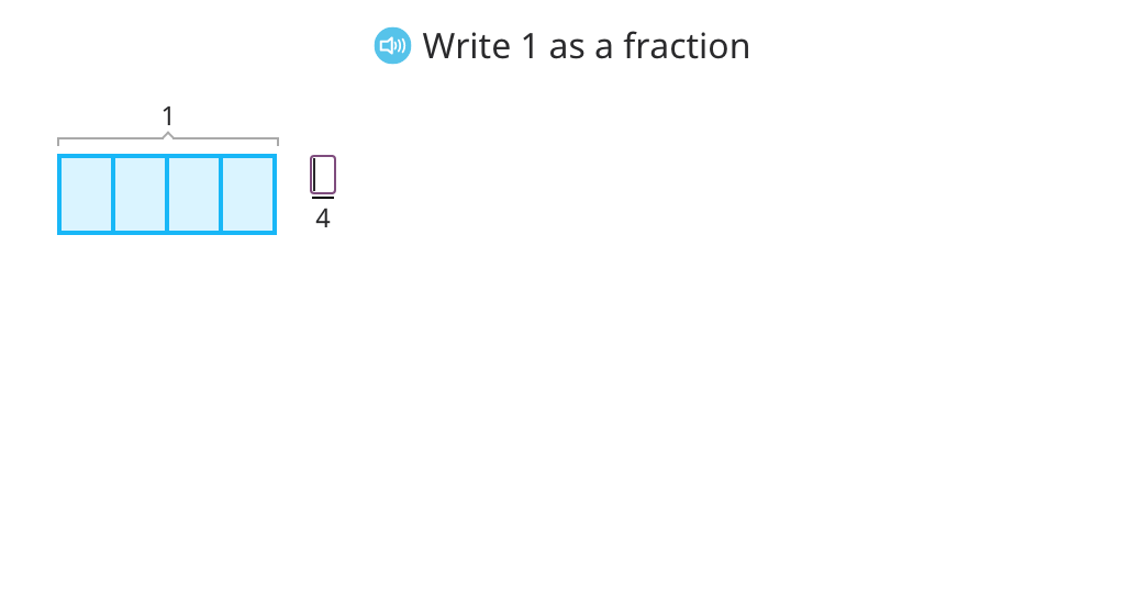 Model a fraction as the sum of its parts and record this as an equation (fractions greater than one)