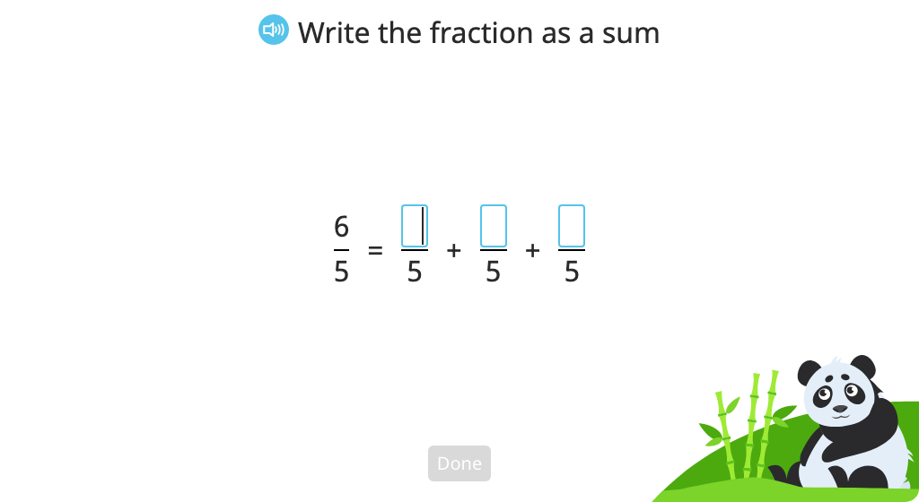 Record a fraction as the sum of its parts