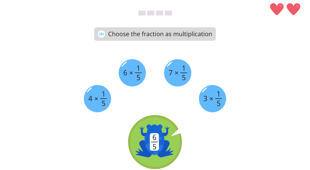 Identify the multiplication expression that matches a given fraction