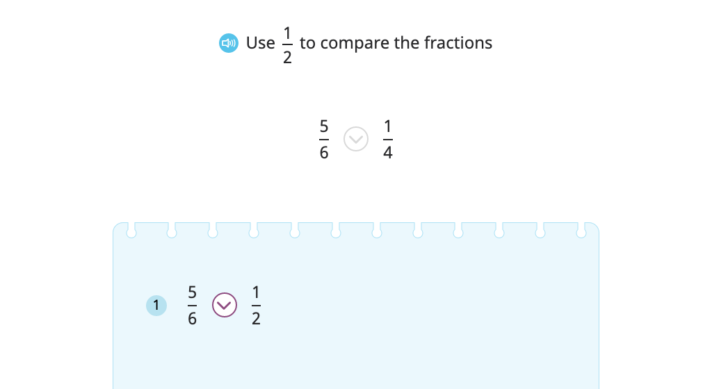 Compare fractions by comparing each one to 1/2