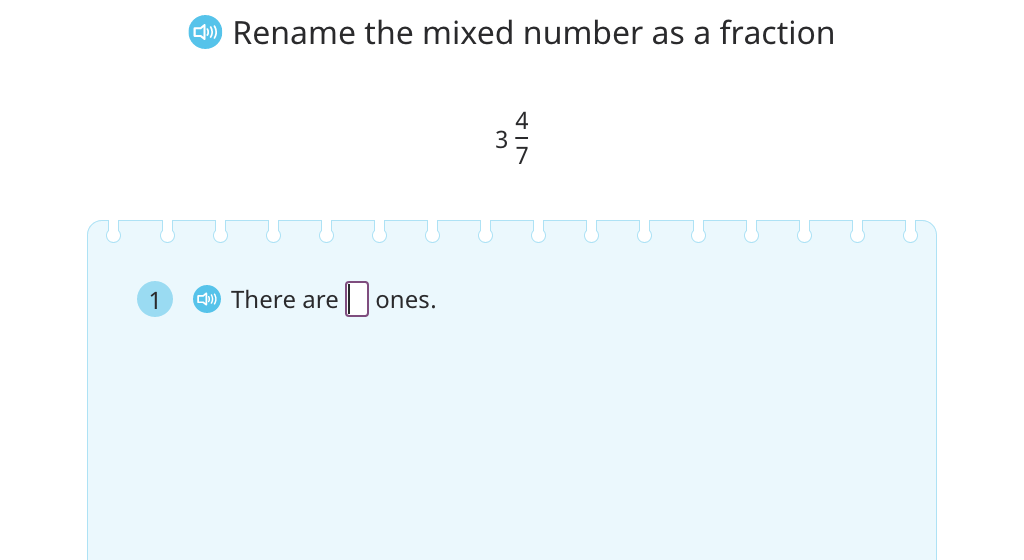 Rename a mixed number as a fraction greater than 1