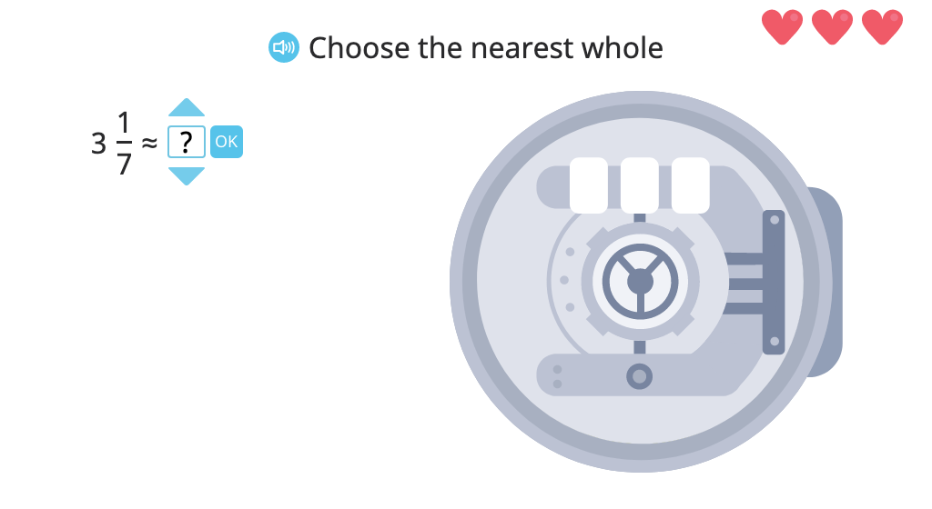 Round mixed numbers and improper fractions to the nearest whole