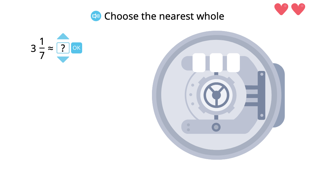 Round mixed numbers and improper fractions to the nearest whole