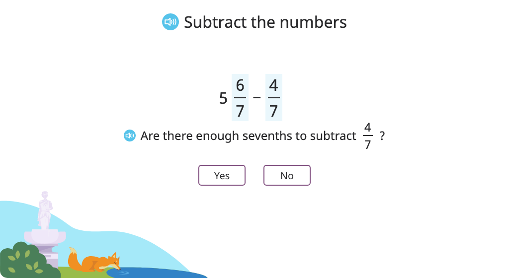 Subtract a fraction from a mixed number with the same denominator (without converting to an improper fraction)