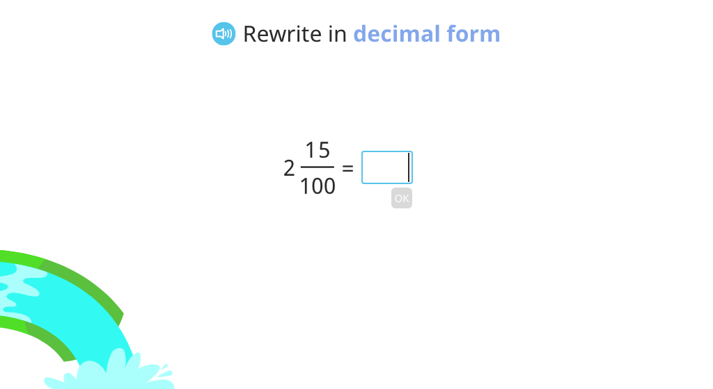 Match mixed numbers in fraction and decimal form, and rewrite a mixed number fraction in decimal form