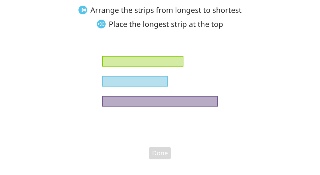 Complete a double inequality statement based on measurements of length, mass, and volume