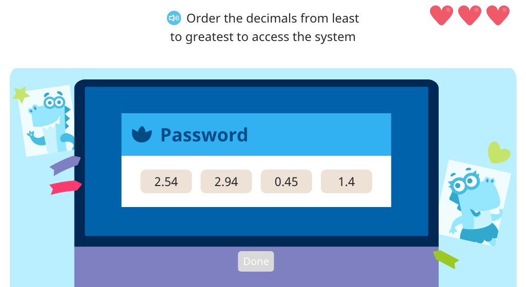 Order four decimal numbers in ascending order