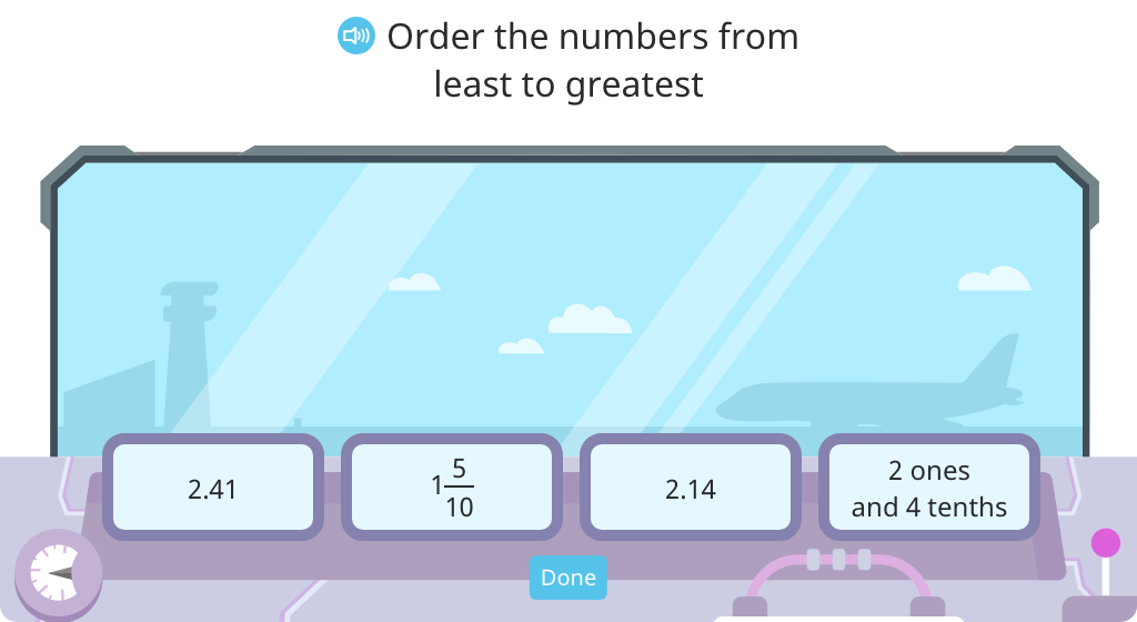 Order four decimals, mixed numbers, and decimal numbers in unit form in ascending order