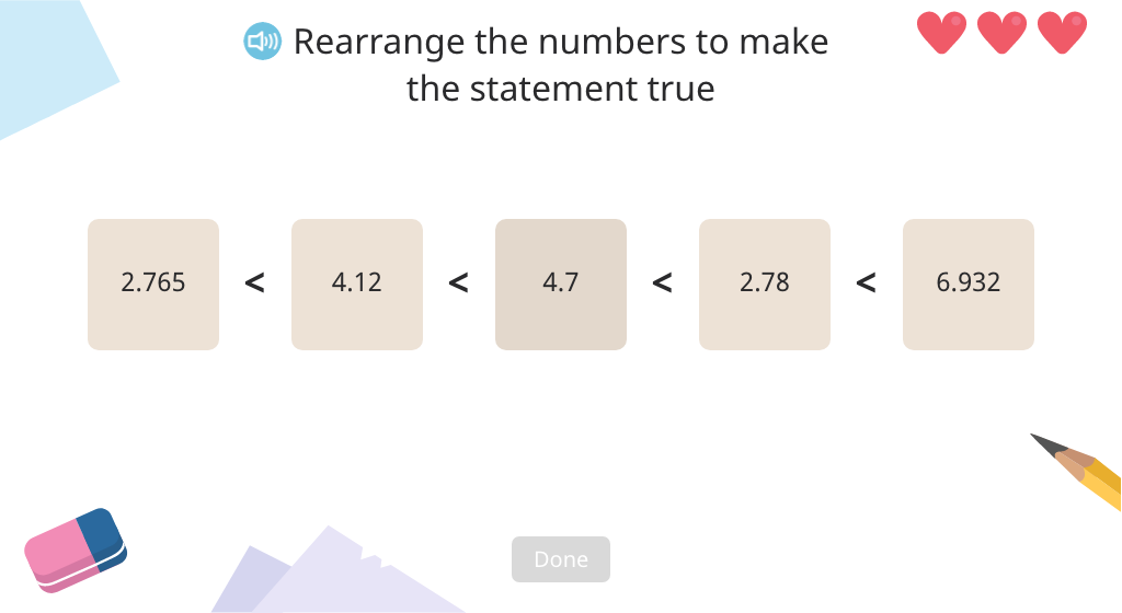Arrange decimal numbers in order from smallest to greatest (Level 3)