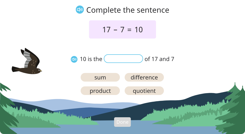 Identify sum, difference, product, and quotient in equations