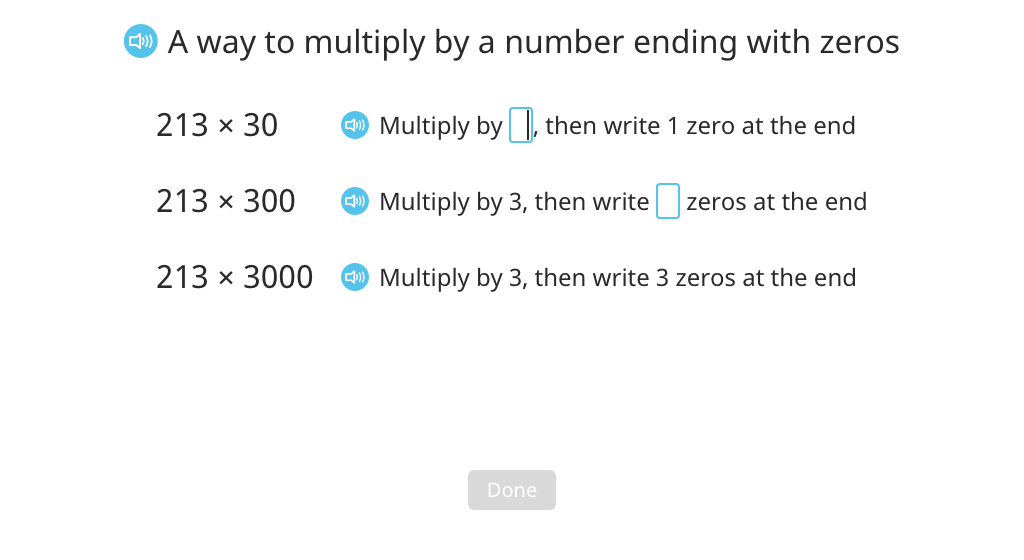 Solve related multiplication expressions after factoring out powers of 10
