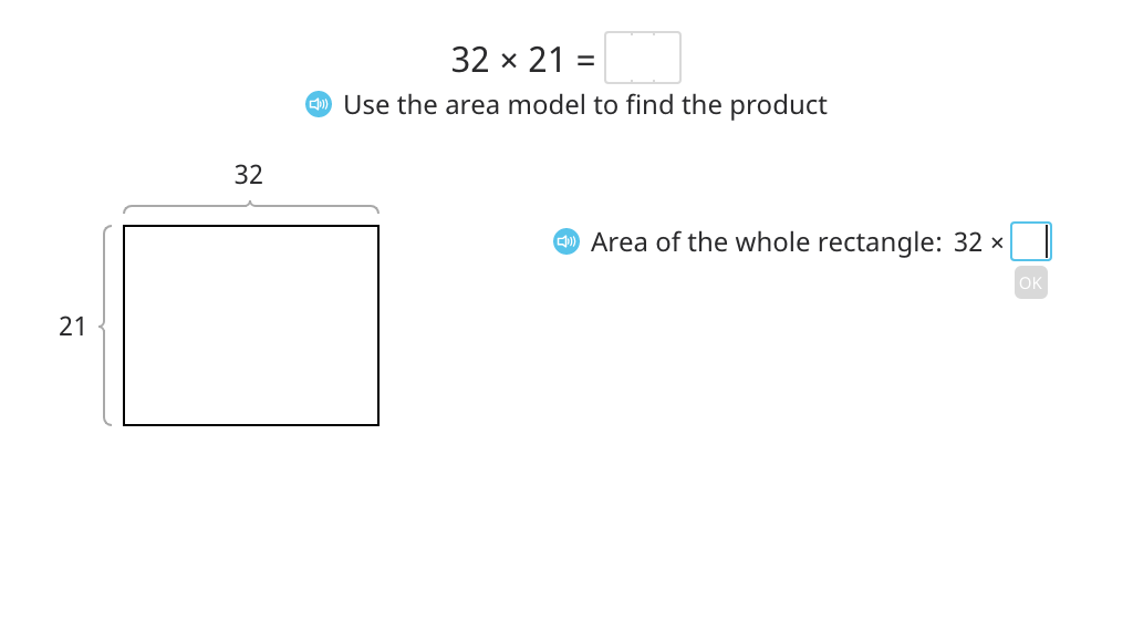 Multiply using an area model and the standard algorithm
