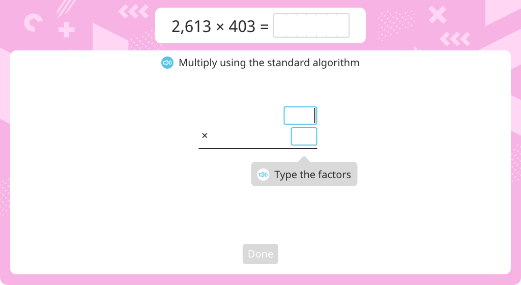Multiply using the standard algorithm (3-digit by 4-digit) (Part 1)