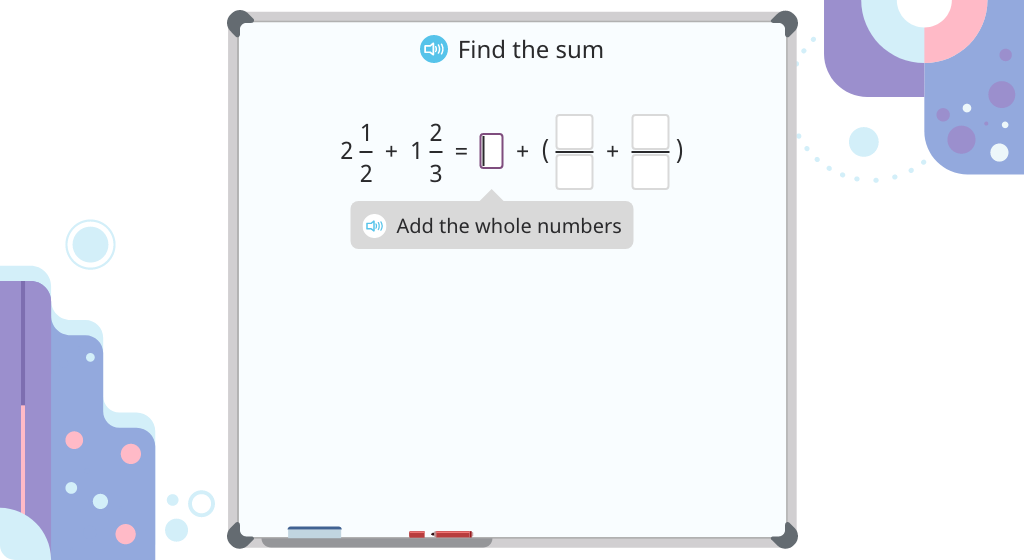 Add mixed numbers with unlike denominators (Level 2)