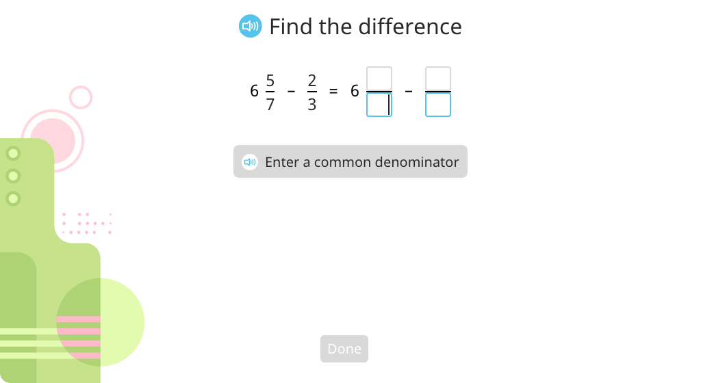 Subtract mixed numbers with unlike denominators (Level 1)