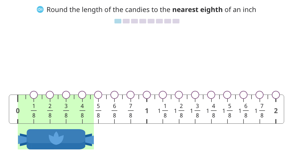 Round to the nearest eighth of an inch on a ruler to create a line plot and analyze the data