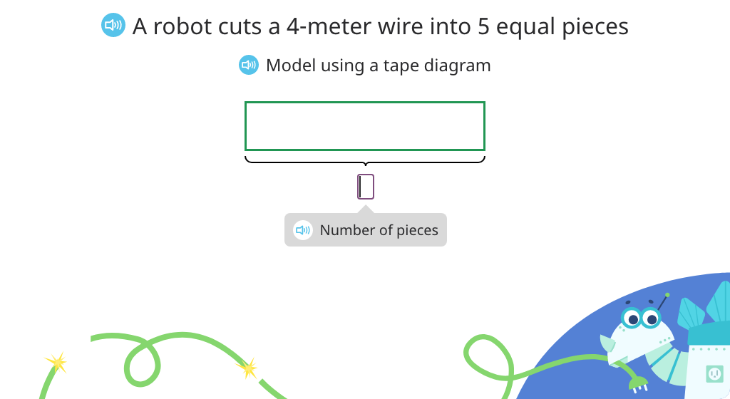 Solve fraction word problems based on a model (Level 2)