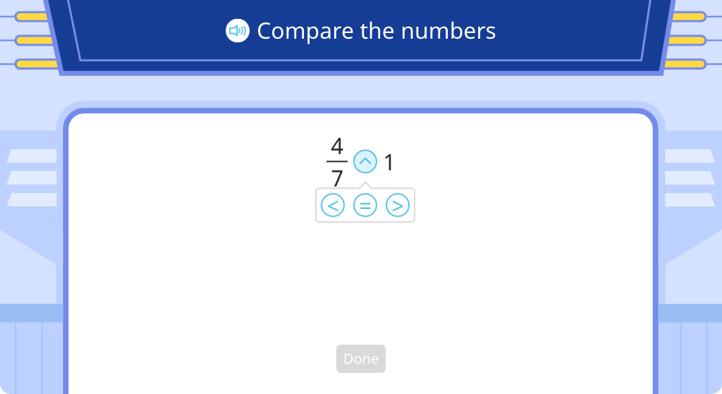 Compare fractions with 1