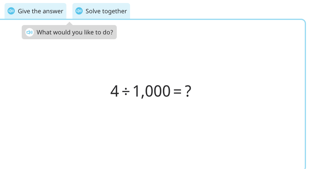 Divide a decimal number by 1,000 with and without a place value chart