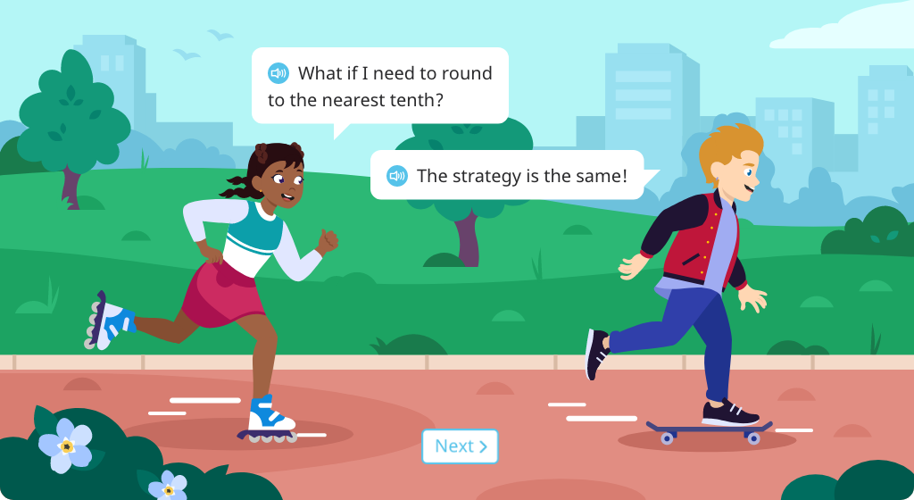 Use the basic algorithm to round decimals to the tenths