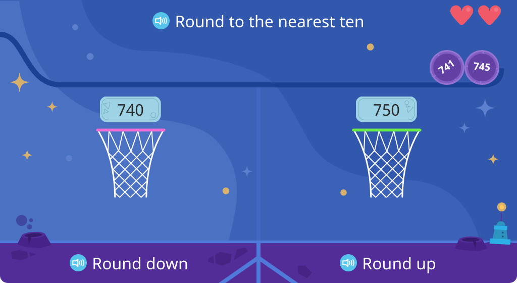 Determine whether a given number rounds up or down to the nearest ten (Level 2)