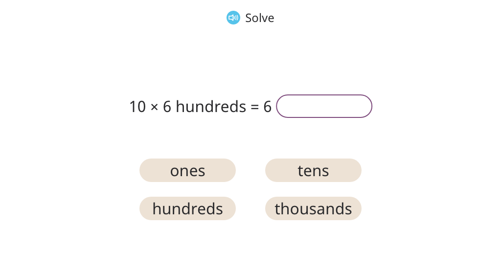 Solve multiplication by 10 in unit form and number form and model on a place value chart