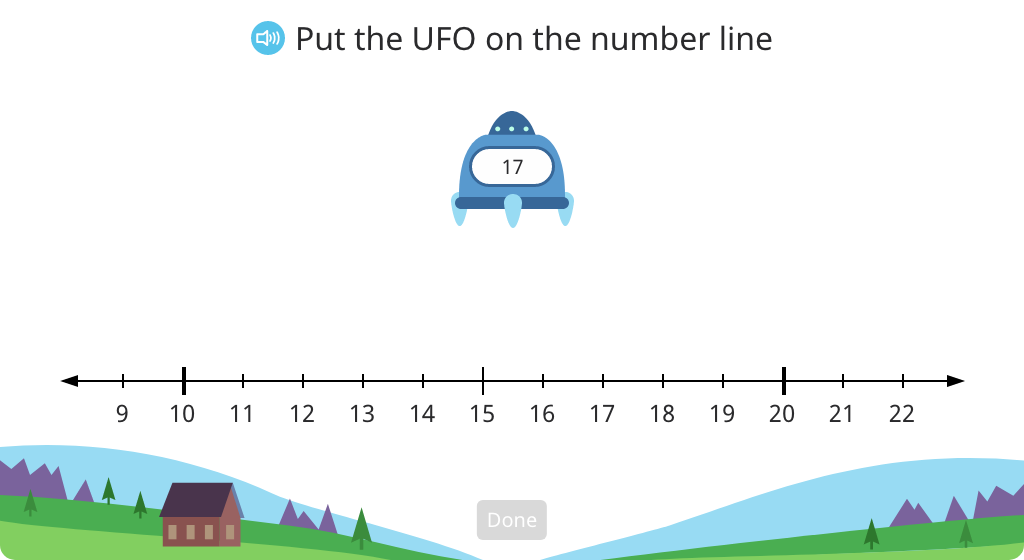 Determine whether a number is greater or less than the midway point between two multi-digit numbers using a number line