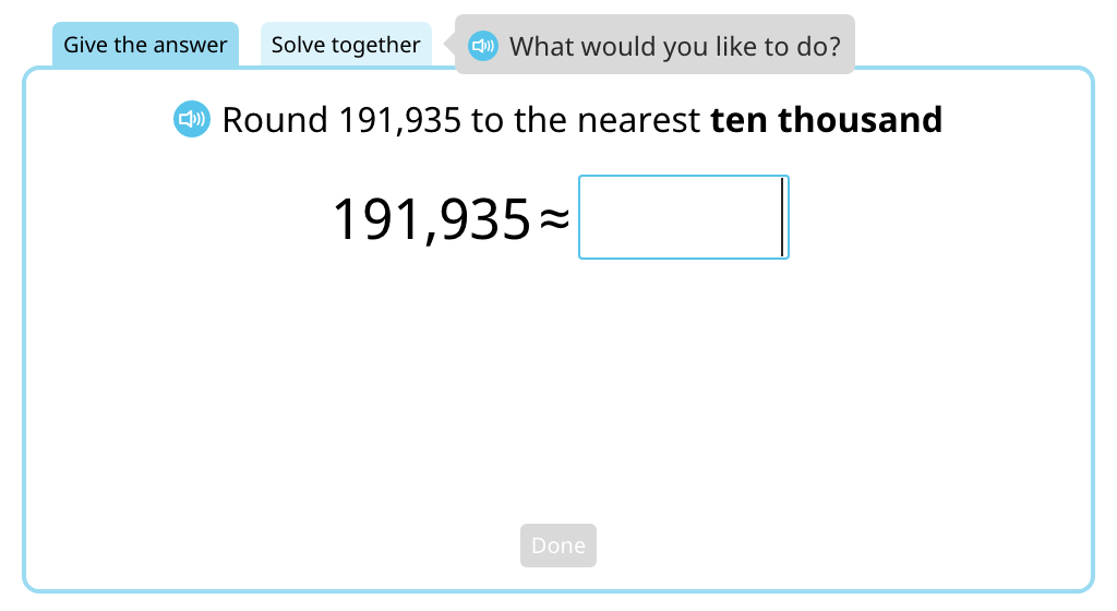 Round a given number to the nearest ten thousand using the rule of rounding (Part 1)