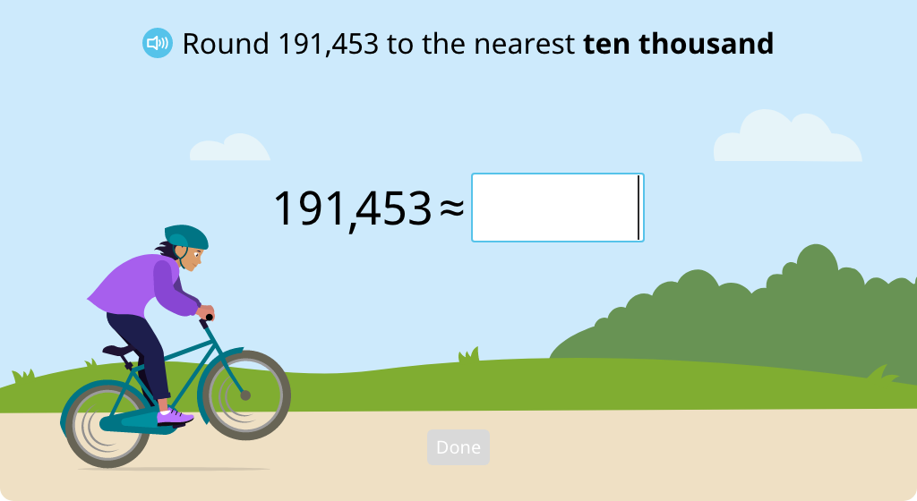 Round a given number to the nearest ten thousand using the rule of rounding (Part 2)