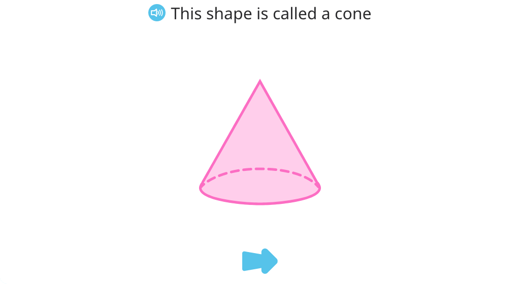 Identify cones from among 3-D shapes