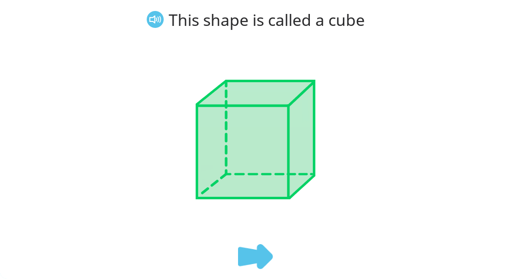 Identify cubes from among 3-D shapes