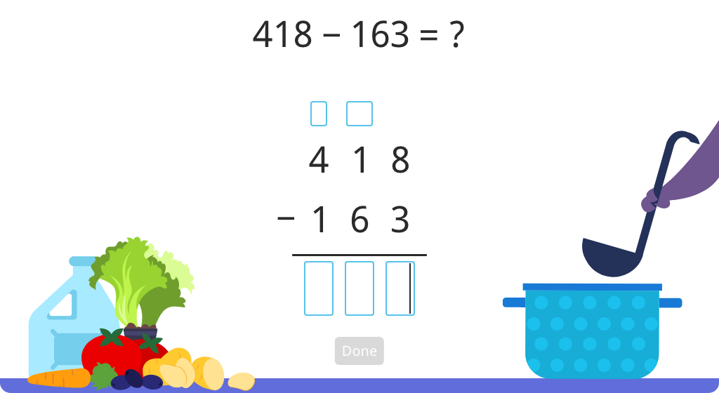 Subtract 3-digit numbers using the standard algorithm with regrouping (Level 2)