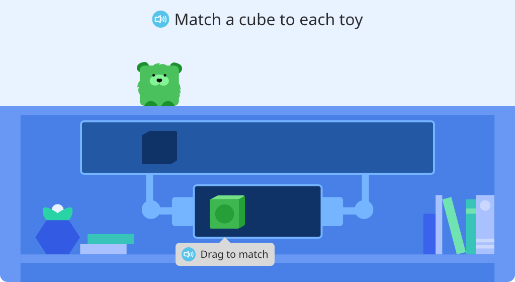 Use cubes in two colors to represent a set of real-world objects