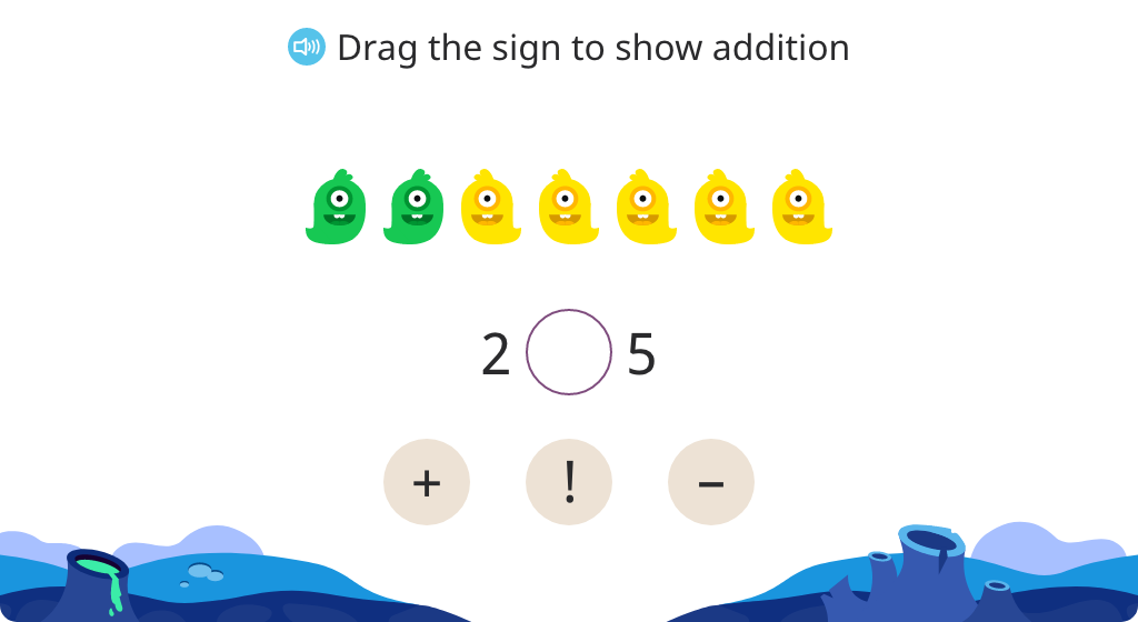 Solve addition equations to 7 based on a model