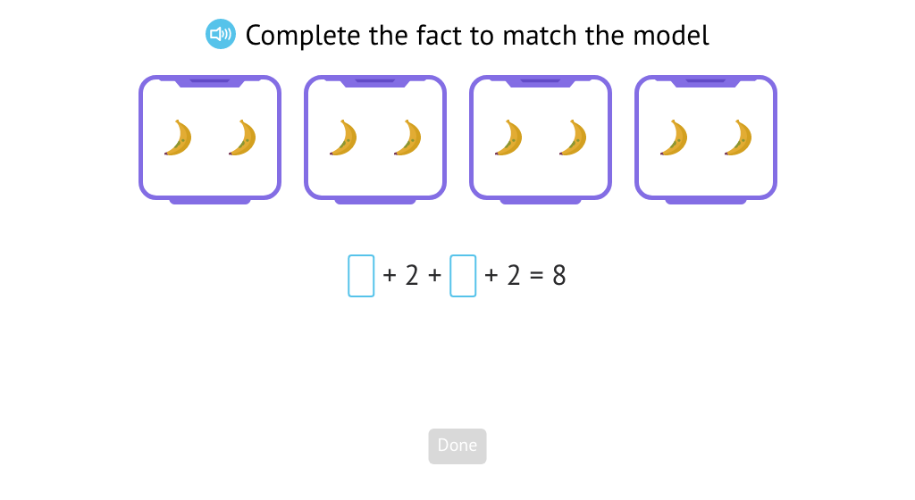 Solve and express multiplication equations based on a model