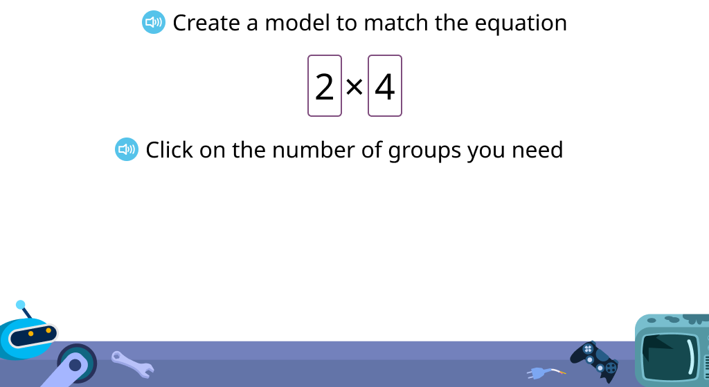 Compose and solve multiplication equations based on a model