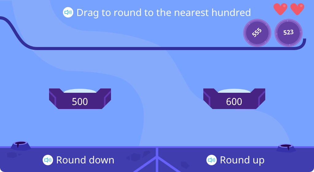 Determine whether a given number rounds up or down to the nearest hundred